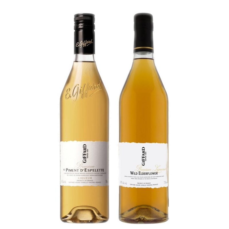 Giffard Piment d'Espelette Premium Liqueur & Giffard Wild Elderflower Liqueur Bundle
