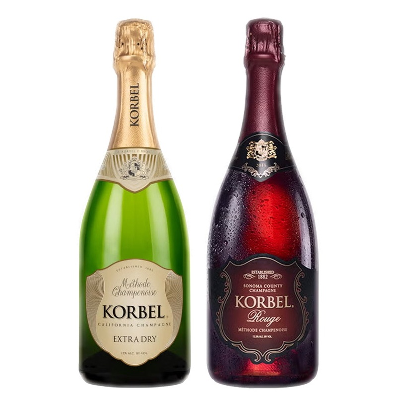 Korbel Extra Dry California Champagne & Korbel Rouge Champagne Bundle