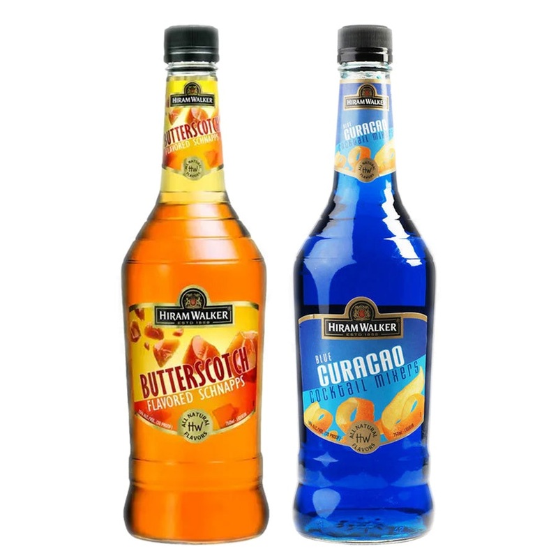 Hiram Walker Butterscotch Schnapps & Hiram Walker Curacao Blue Bundle