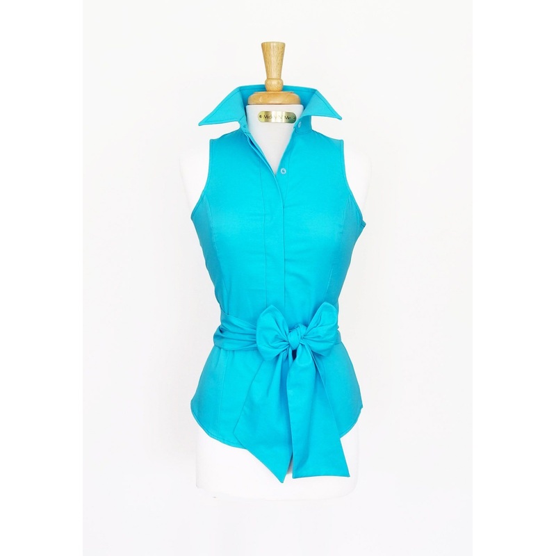 SUMMER RIDE SHIRT WITH SASH IN TURQUOISE