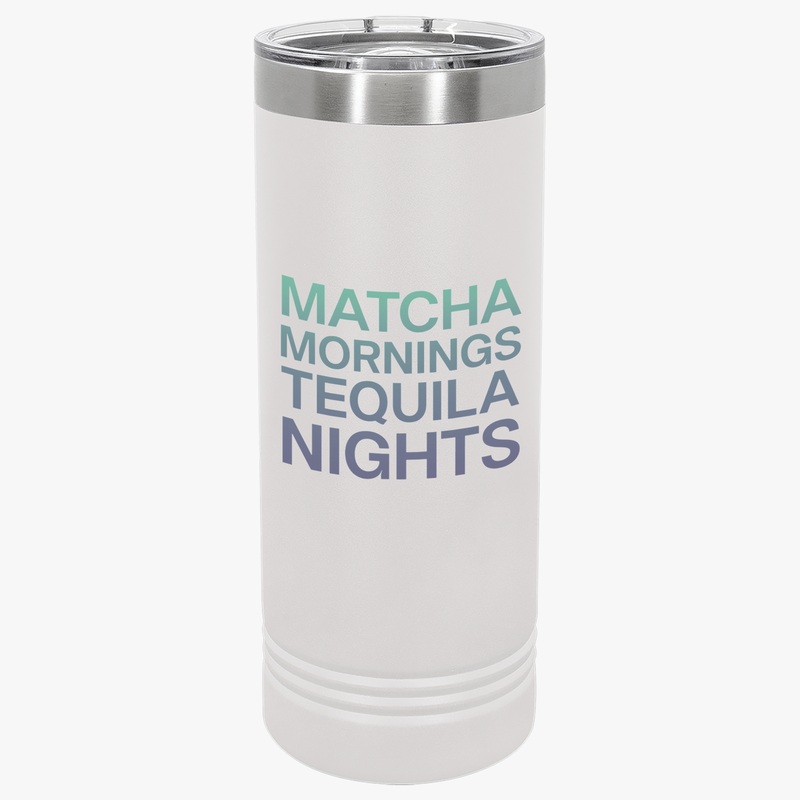 Matcha Mornings Tequila Nights Copper Insulated Tumbler White