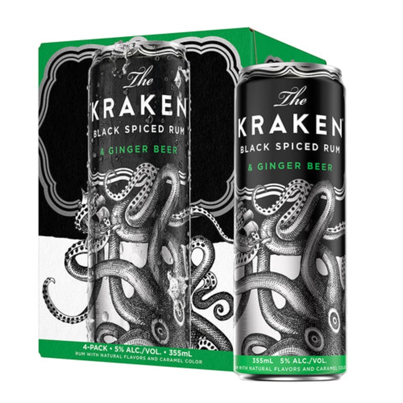 The Kraken Black Spiced Rum & Ginger Beer 12oz 4 Pack Cans
