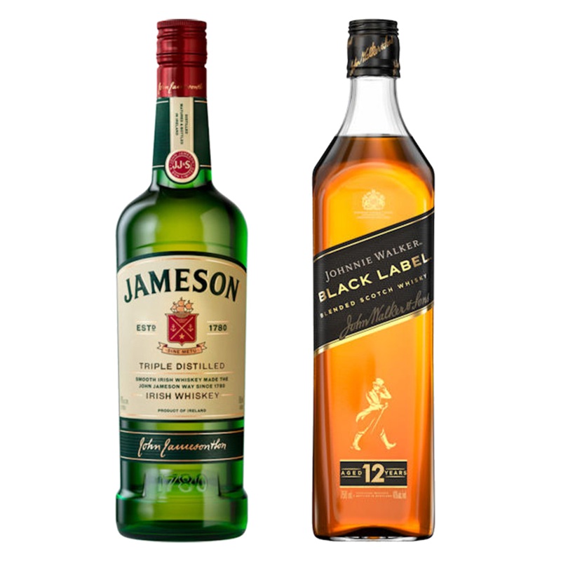 Jameson Blended Irish Whiskey & Johnnie Walker Blended Scotch Black Label 12 Year Bundle