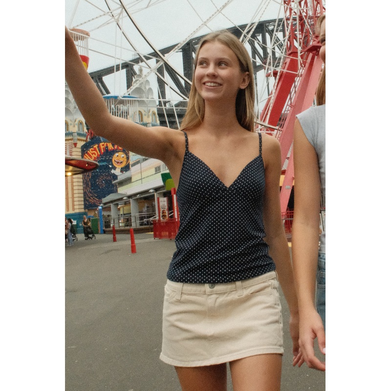 Tiffany Polka Dots Tank Navy White Polka Dots