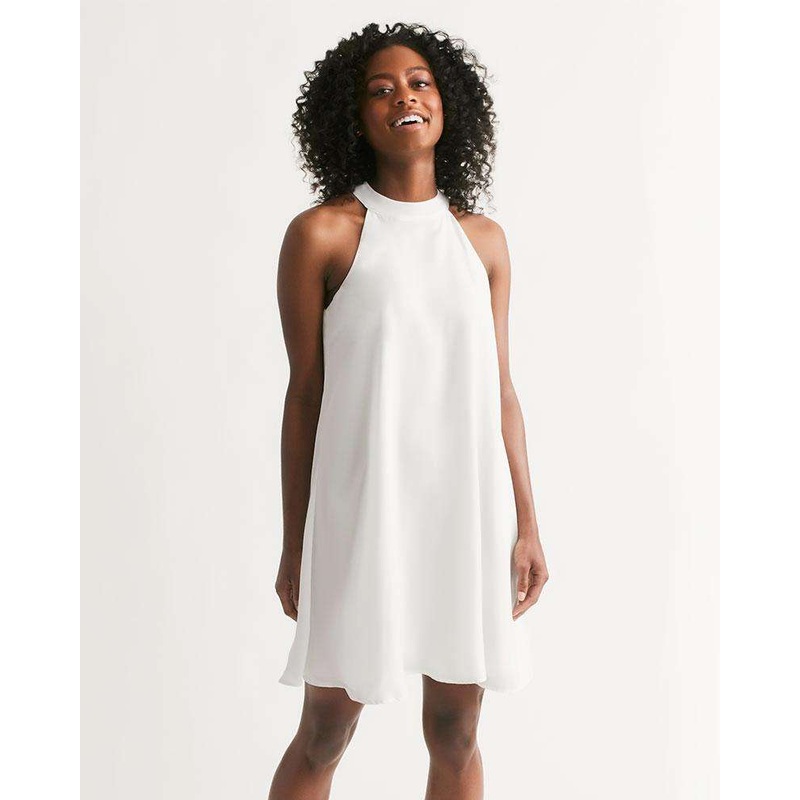 Women's Halter Dress Stay Beautiful Be Beautiful Be You white base color