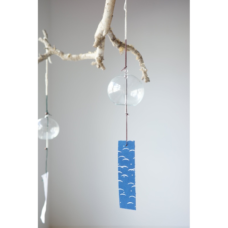 Kamawanu Furin Wind Bell Clear / Blue Birds