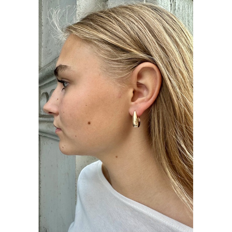 Wide Hoop Earrings Gold