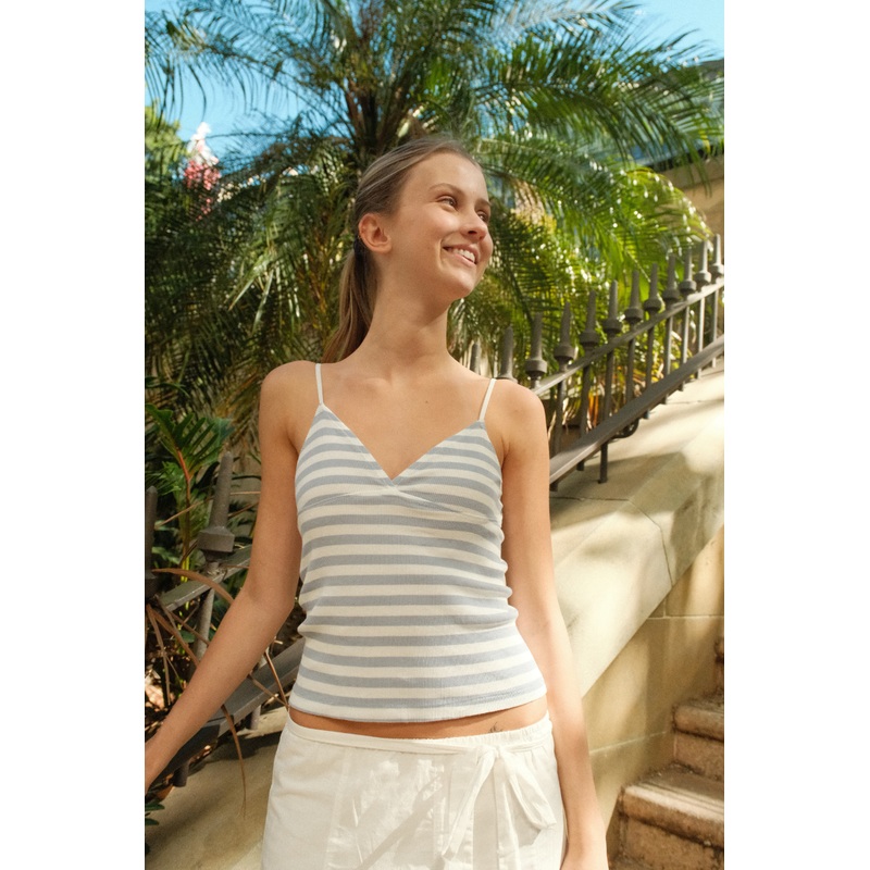 Tiffany Striped Tank Grey Blue White Stripes