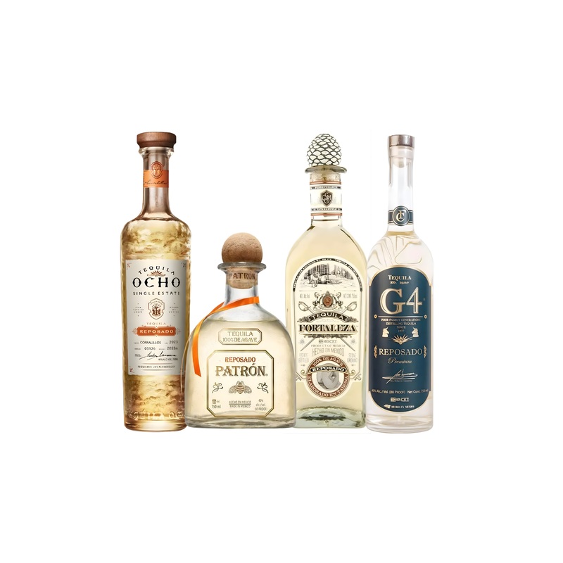 Additive-Free Tequila Reposado Bundle: Tequila Ocho, Fortaleza, G4, Patron