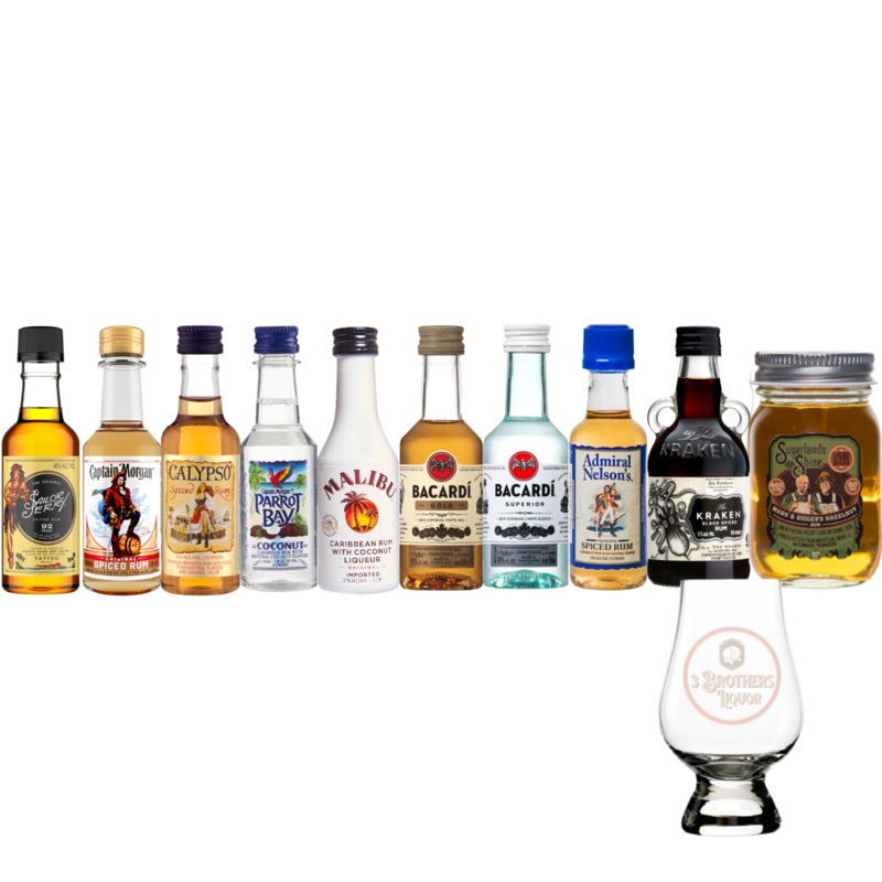 Rum Tasting Bundle Set By 3 Brothers Liquor (10 Mini Bottles)