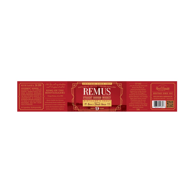 Remus Distillers Vault 9 Year Bourbon Berns Steak House Selection