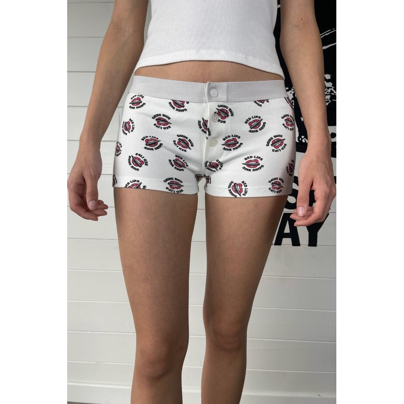 Boyshort Redlips Underwear Natural White