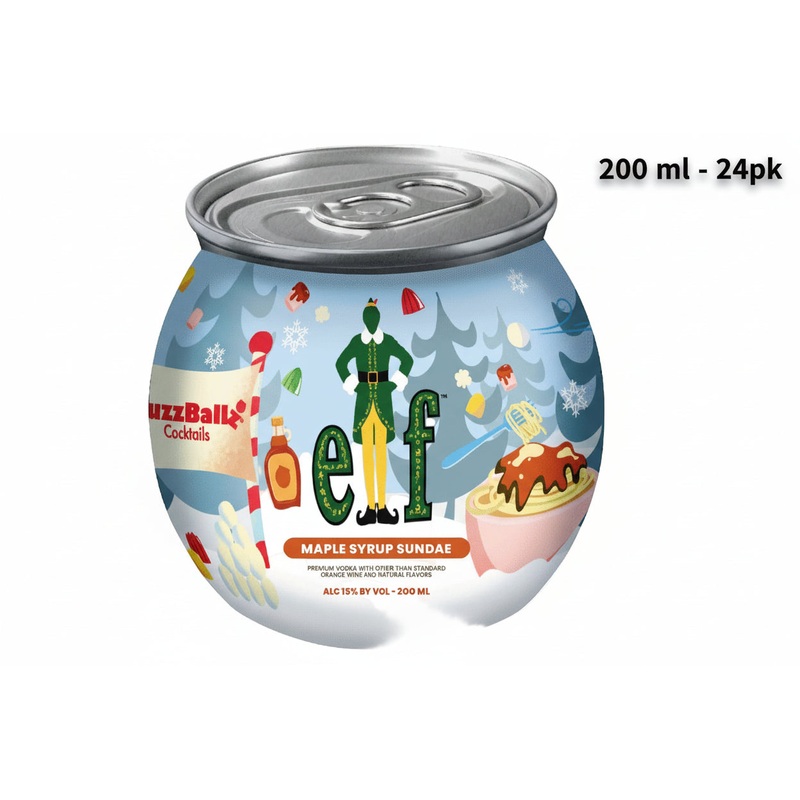 Buzz Ballz Elf Maple Syrup Vodka Sundae 200ml Bundle 24-Pack