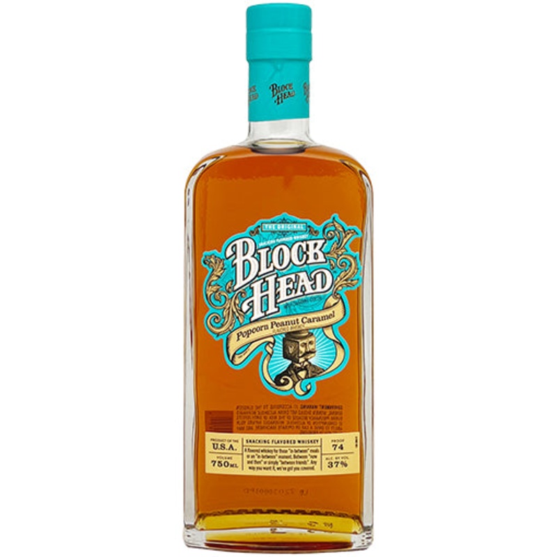 Block Head Popcorn Peanut Caramel Flavored Whiskey 750ml