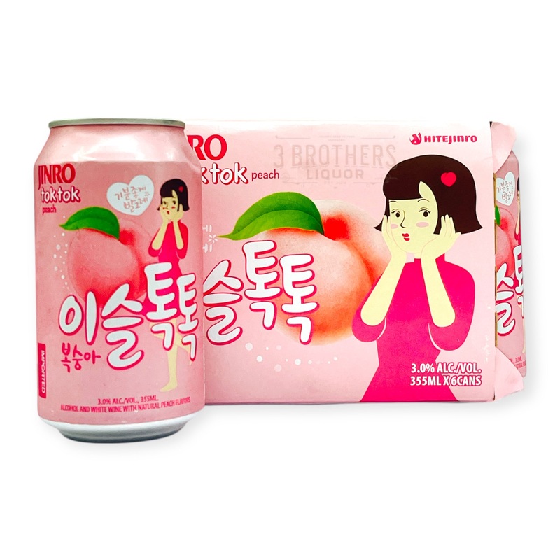 Jinro Tok Tok Peach Sparkling Cocktail 6Pk Cans