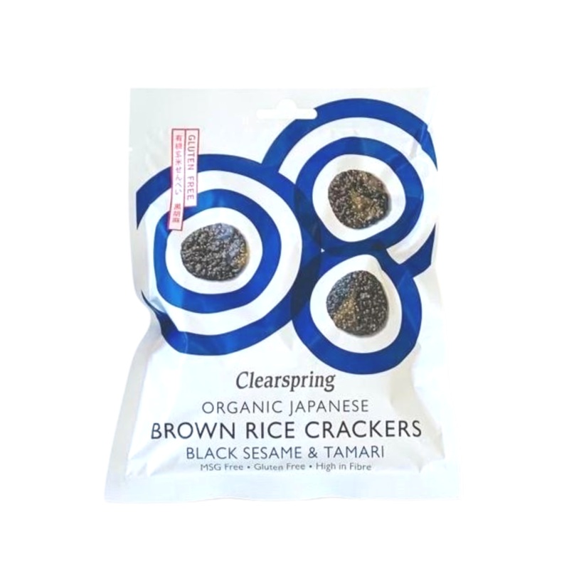 Organic Japanese Brown Rice Crackers - Black Sesame & Tamari 40g