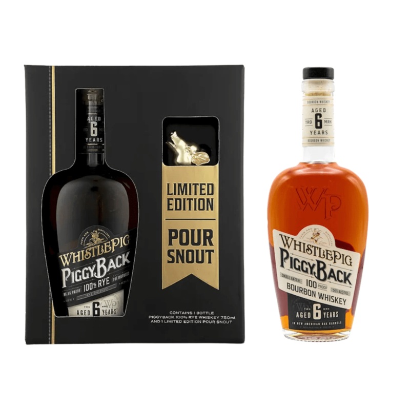 WhistlePig PiggyBack 6 Year Rye & Bourbon Value Bundle 750mL Limited Edition Pour Snout