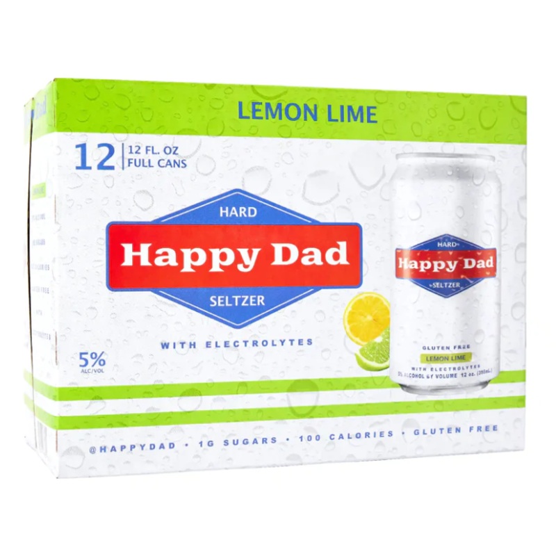Happy Dad Seltzer Lemon Lime 12 Pack