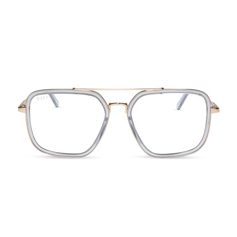 JORDAN - GOLD + CLEAR CRYSTAL TEMPLE TIPS + GLASSES