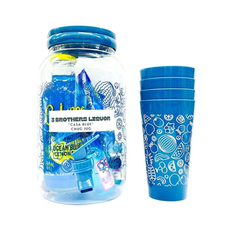3 Brothers Liquor Casa Blue Chug Jug Alcohol Cocktail Bucket