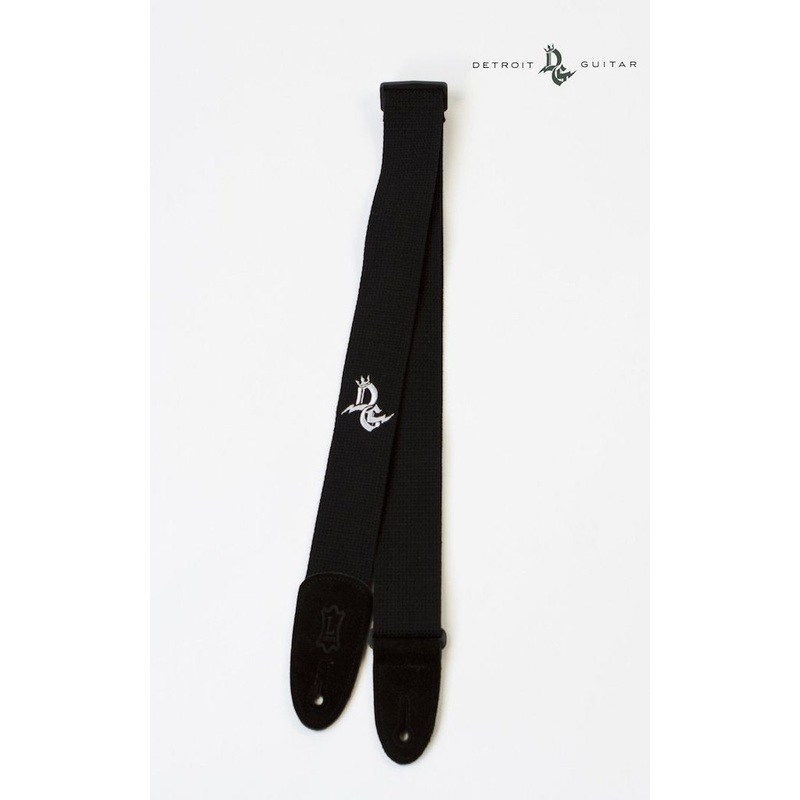 Detroit Guitar 2" Cotton Strap Black w/ Embroidered Logo