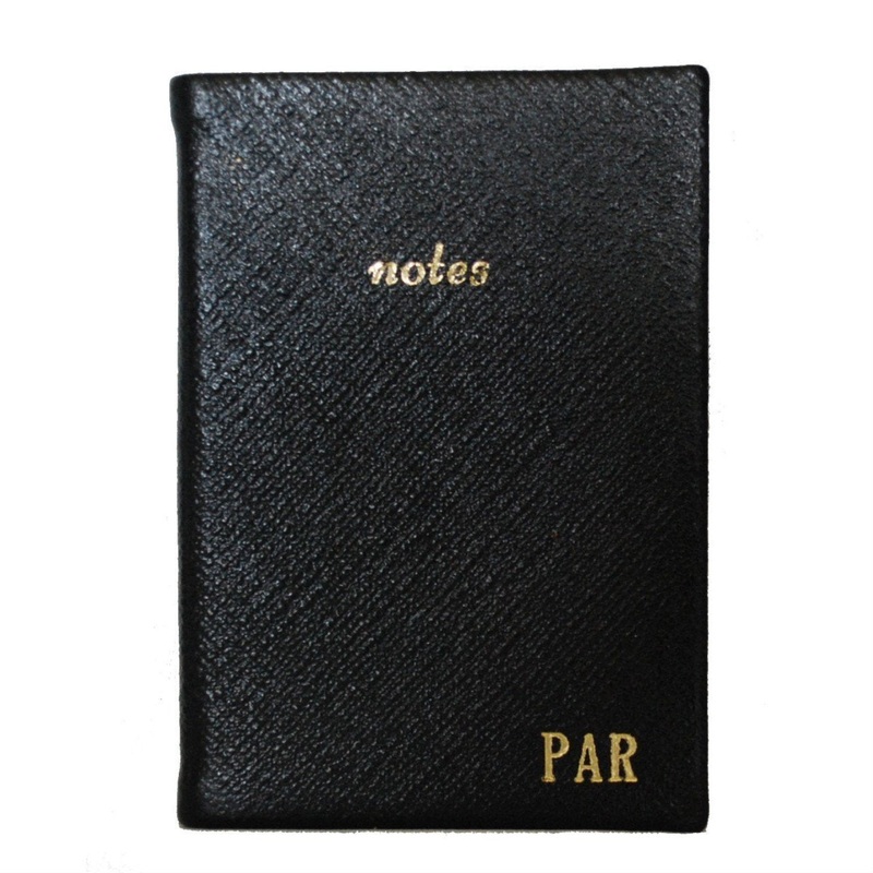 Crossgrain Leather Notebook, 4x2 Inches, "Notes" Black Crossgrain