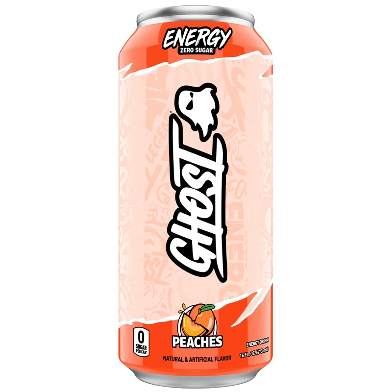 Ghost Zero Sugar Energy Drink, Peaches, 16 fl oz can
