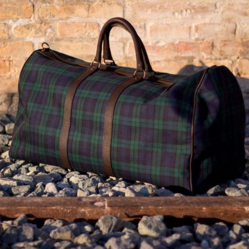 Custom Luxury Travel Bag | MTO | Handcrafted in Spain | Blackwatch Tartan Plaid | Sterling & Burke Ltd