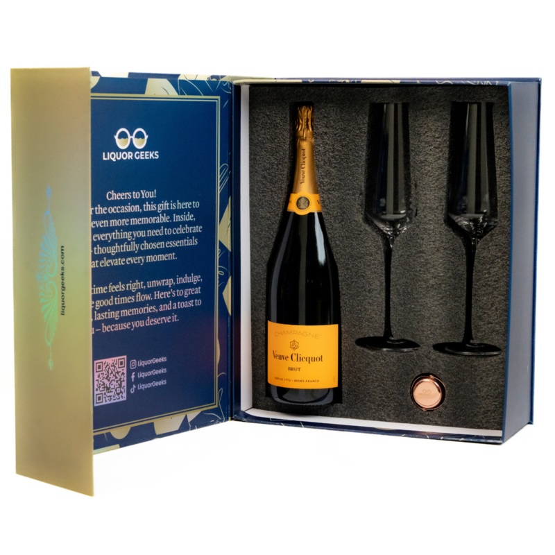 Veuve Clicquot Brut Champagne Gift Set with Glasses & Stopper Exclusive Liquor Geeks Edition