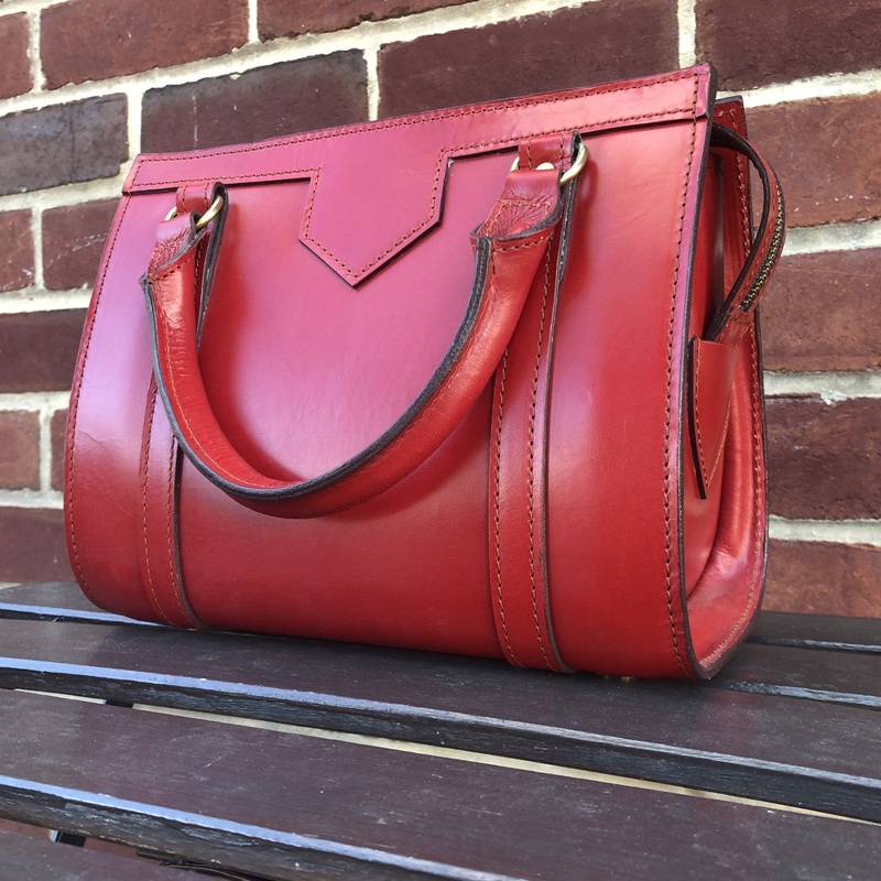 Petite Beatrice Bag | Bespoke | Canvas Lining | Without Shoulder Strap | 9 Inch Red Bridle