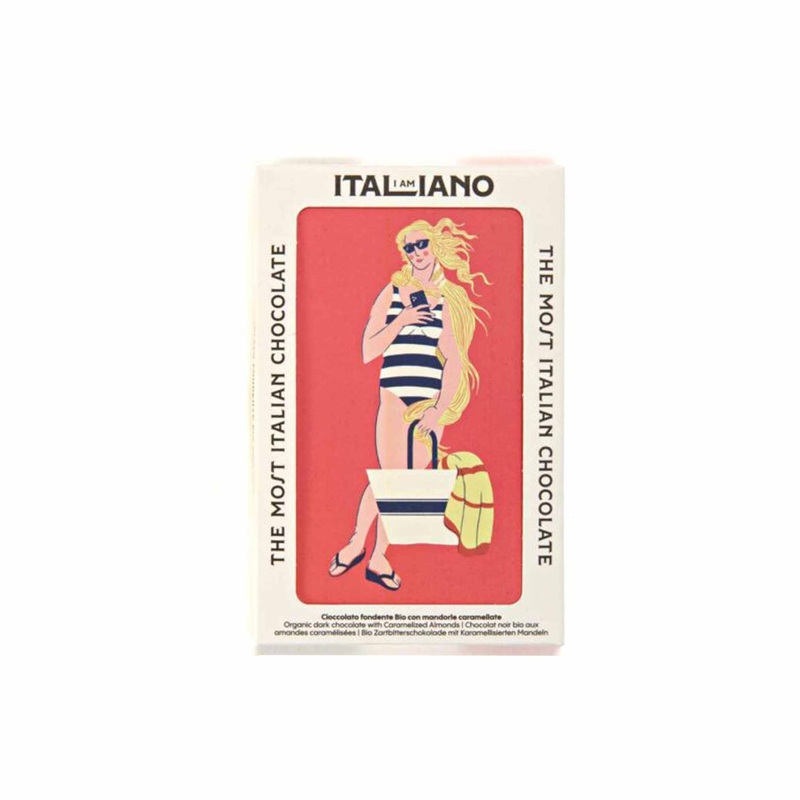 I AM ITALIANO CARAMELIZED ALMONDS ORGANIC CHOCOLATE 50g