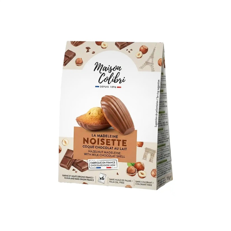 MAISON COLIBRI HAZELNUT MADELEINE WITH MILK CHOCOLATE SHELL 156g