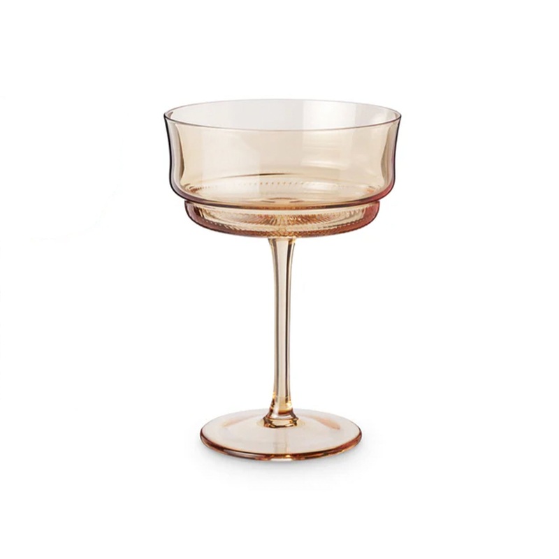 TWINE LIVING TULIP COCKTAIL COUPE SET OF 2 - TINTED AMBER