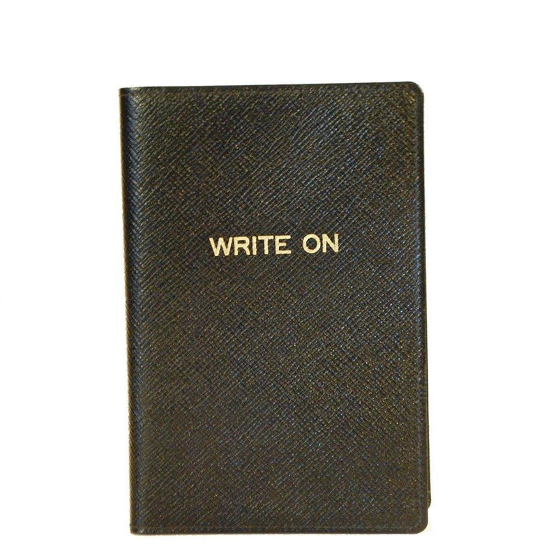Leather Cover with Removable Notes, 6x4, "Write On" Black Crossgrain