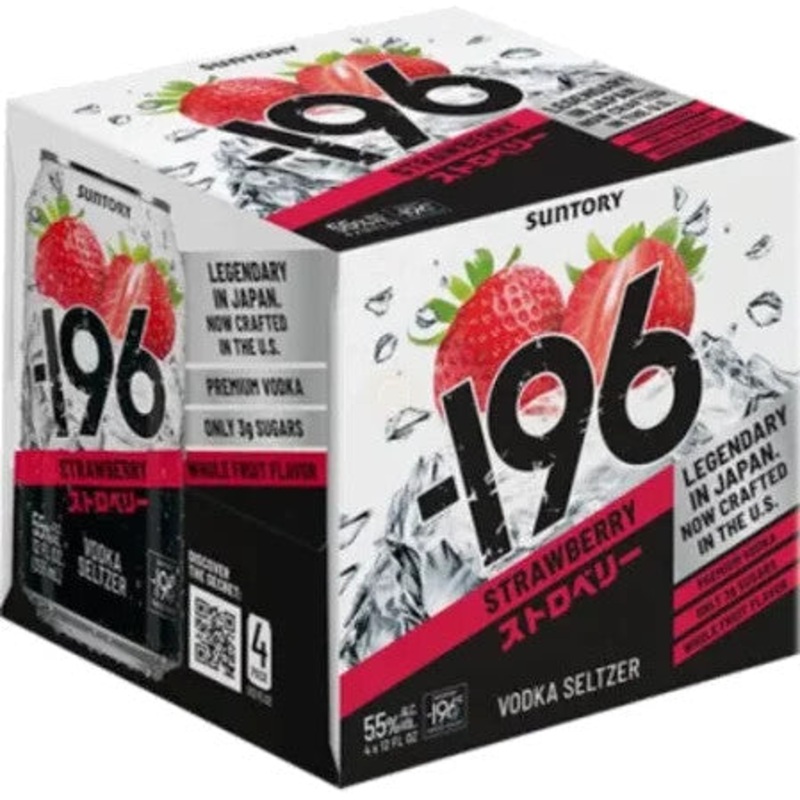 Suntory -196 Strawberry Vodka Seltzer 4 Pack 355ml