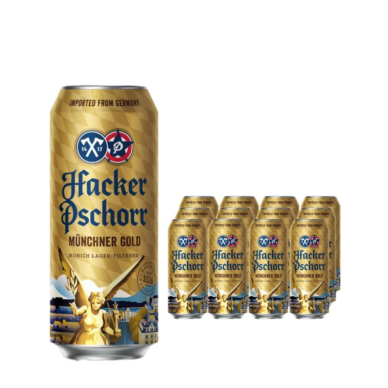 Hacker-Pschorr Munchner Gold Beer Can Multipack, 12 x 500 ml