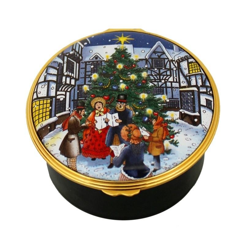 Halcyon Days Christmas Music Box | Christmas Lights Musical Enamel Box