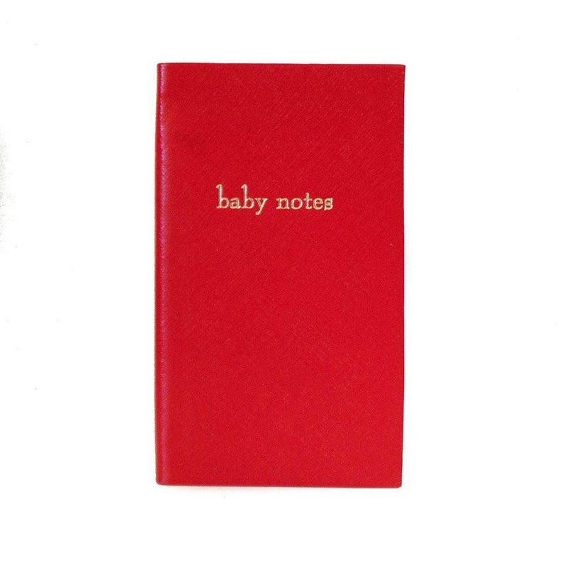 Crossgrain Leather Notebook, 7x4, "Baby Notes" Scarlet Crossgrain