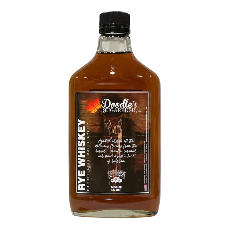 Rye Whiskey Barrel-Aged Maple Syrup 18-Month Aged, Bold & Spiced Flavor