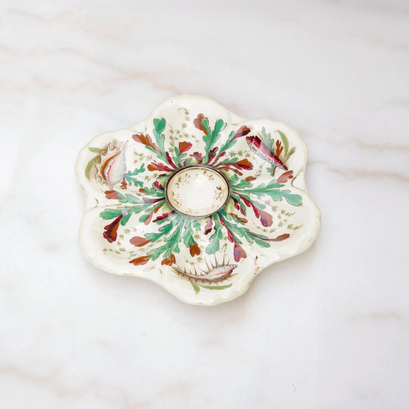 VINTAGE LIMOGES OYSTER PLATE - SHELLS & SEAWEED
