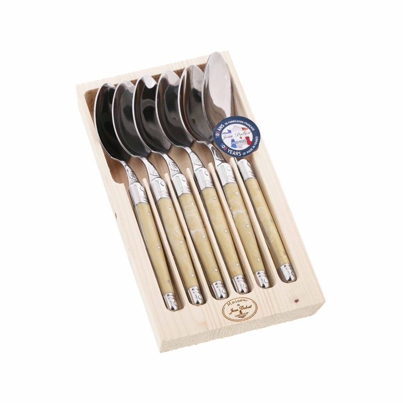JEAN DUBOST LAGUIOLE 6 FAUX HORN SOUP SPOONS
