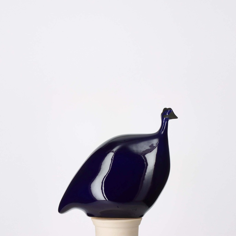 LES CERAMIQUES DE LUSSAN GUINEA FOWL - SMALL SOLID BLUE