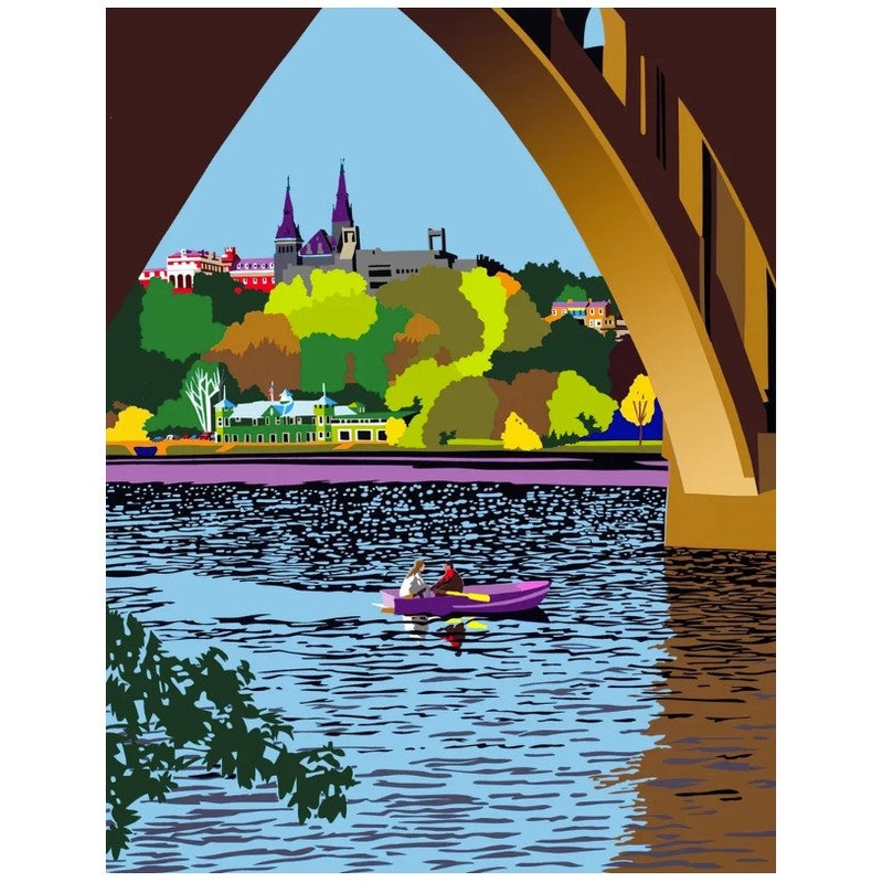 Georgetown Univ | Georgetown University | Georgetown View from the Potomac River | Artist Joseph Craig English | Various Sizes