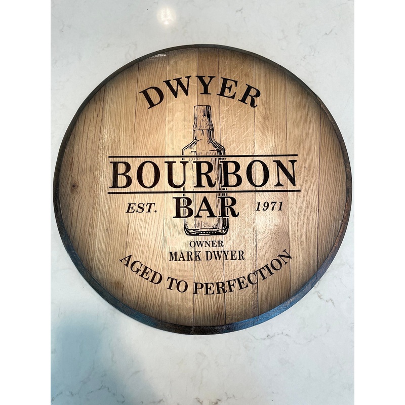 Bourbon Barrel Head Bar Sign - Whiskey Workshop