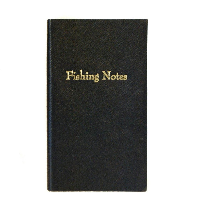 Crossgrain Leather Notebook, 7x4, "Fishing Notes" Black Crossgrain
