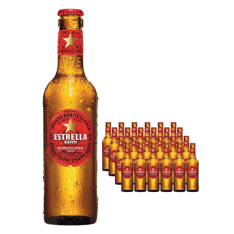 Estrella Damm Premium Lager Beer, 12 x 330 ml BBE 26/03/2026