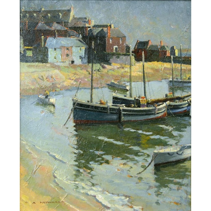 Antique Oil Painting | Morning at St. Ives (Fishing Boats) by Arthur Hayward | 15" x 13"