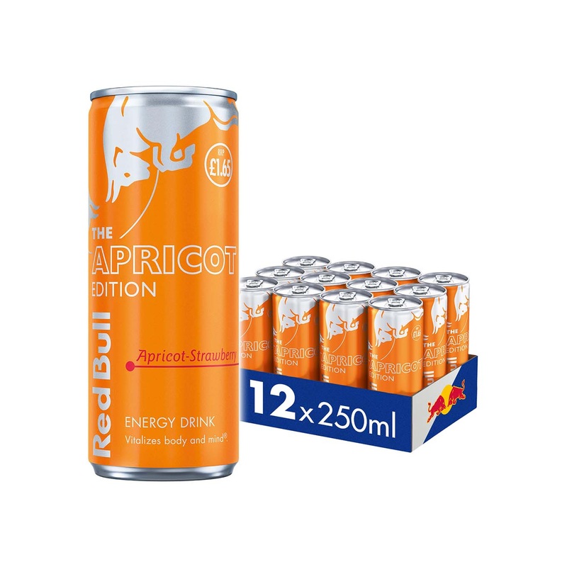Red Bull The Apricot Edition - Apricot and Strawberry Energy Drink Price Marked Multipack, 12 x 250 ml