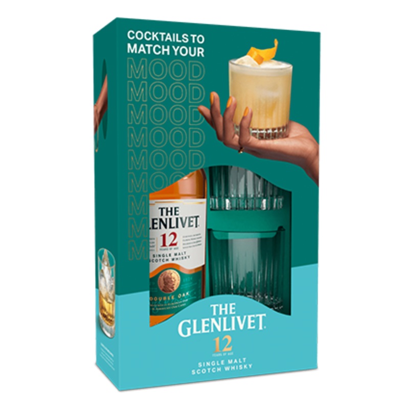 Glenlivet 12YO Double Oak 700ml with 2 glasses