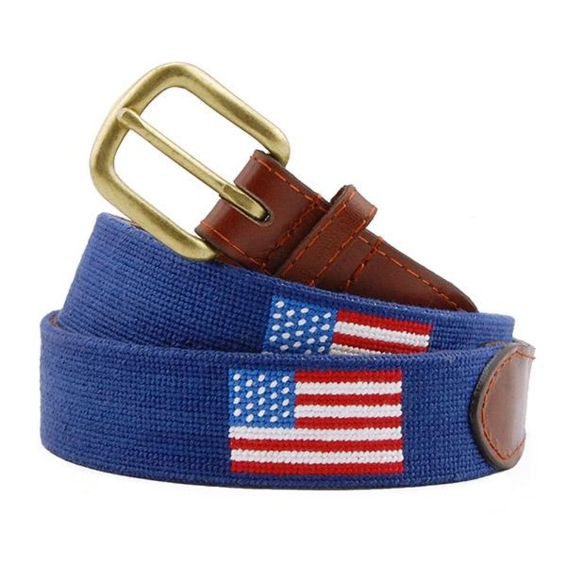 Needlepoint Collection | American Flag Needlepoint Belt | USA Flag Needlepoint Belt | Stars and Stripes Belt | Dark Navy